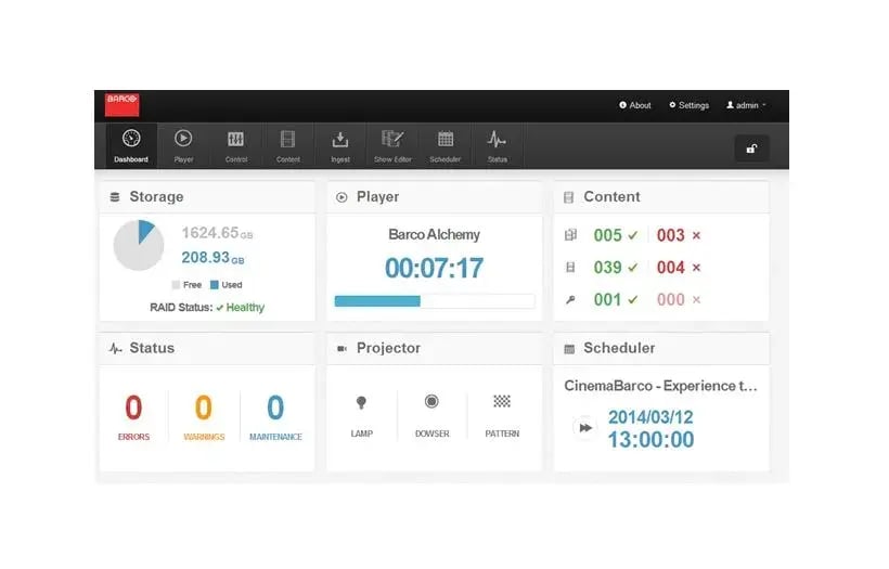 Barco Alchemy Web Commander - intuitive interface